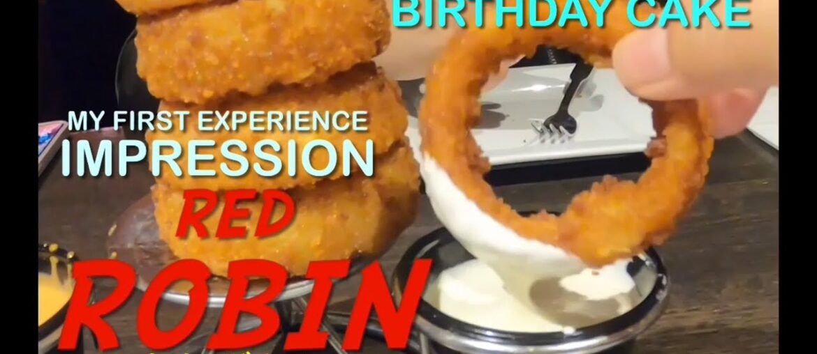 RED ROBIN  My First Experience HAMBURGER  BOTTOMLESS  HAPPY BIRTHDAY SONG / Eating  Review  YR4#4
