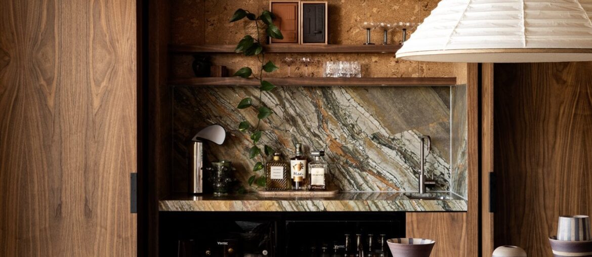 Secret wall bar in an open plan Mid-century modern residence, Dandenong Ranges, Victoria, Australia [1334x2000]