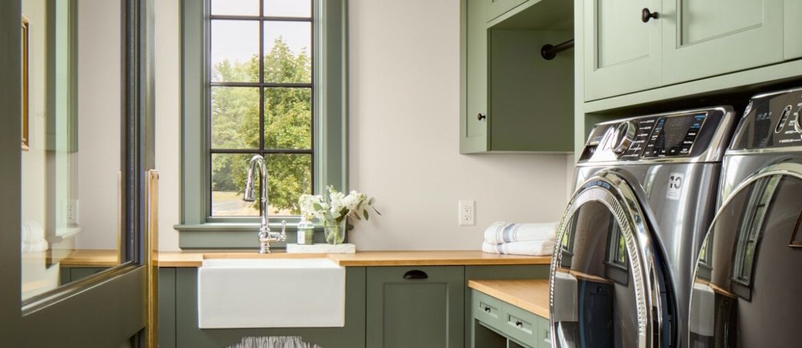 Green laundry room full of natural light, Waterville, Pepin County, Wisconsin [1200x1800]