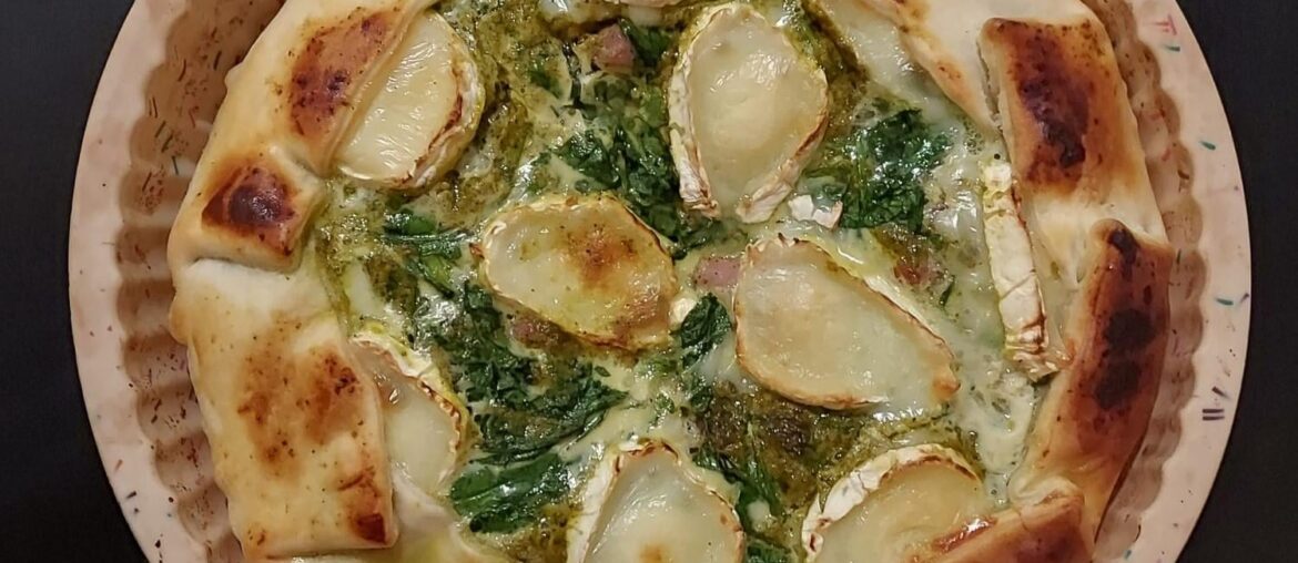 Tarte aux épinards, chèvre, lardons et pesto :)