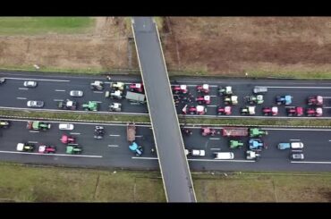 Drone video shows French farmers' highway blockade | REUTERS