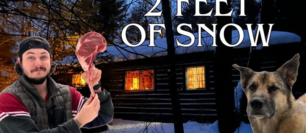 Winter Camping in my Remote Log Cabin - Gourmet Campfire Dinner