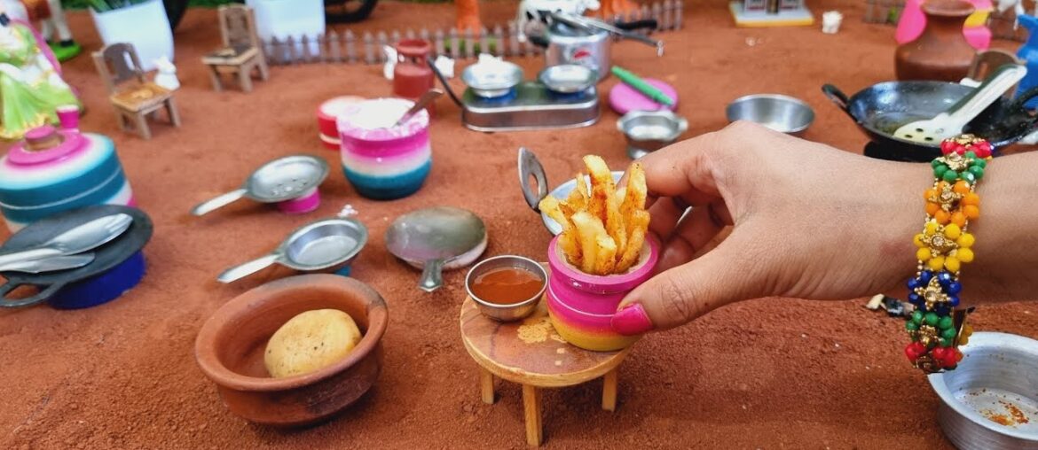 Miniature Crispy Frence Fries Recipe | Tomato Catchup | McD's French Fries | Miniature Cooking