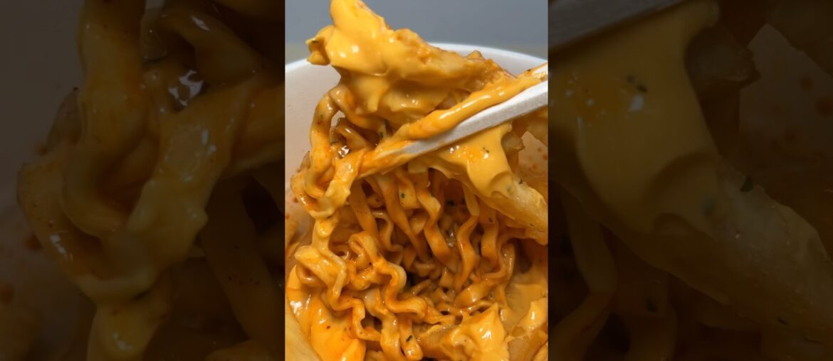 buldak carbonara ramen with cheese french fries #asmr #koreanfood