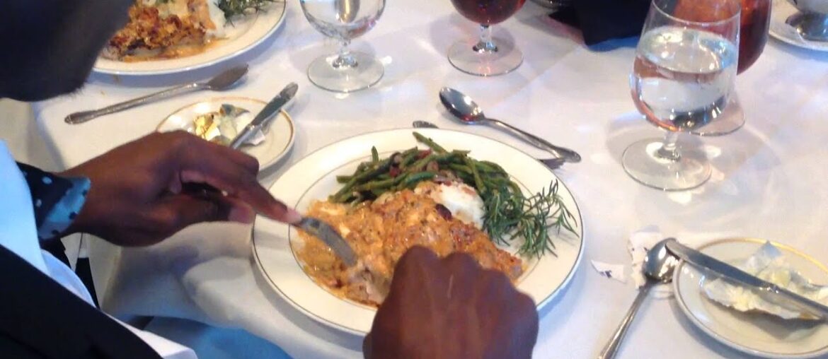 Continental dining style -- fork tines pointed down