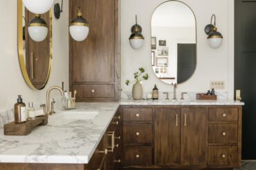 Double-corner vanity in the bathroom of a Norman home, Cleveland County, Oklahoma [2664x3328]