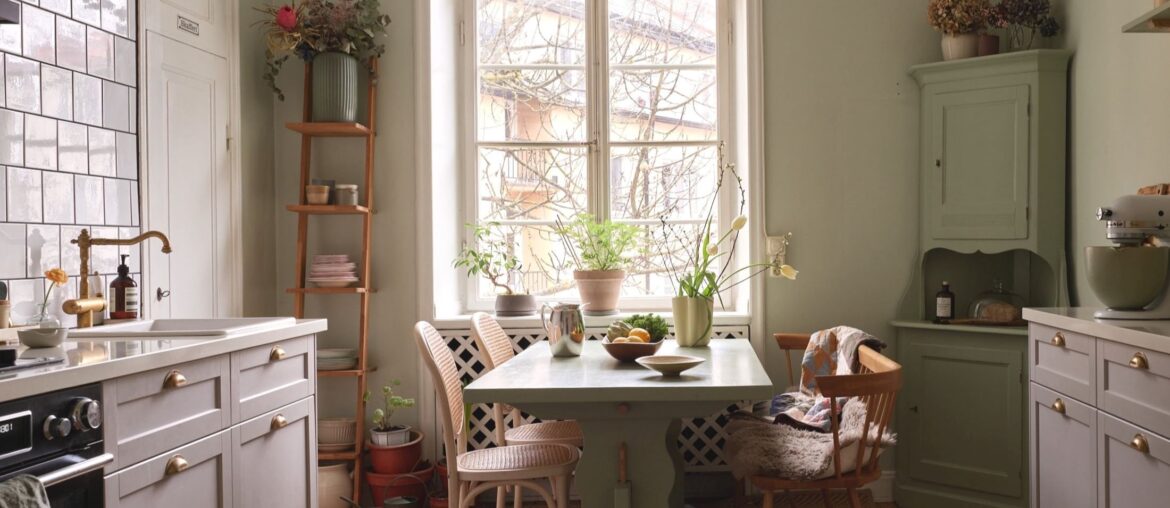 Kitchen full of natural light in a renovated late 1920s one-bedroom apartment, Hägersten-Liljeholmen, Stockholm, Sweden [220x1650]