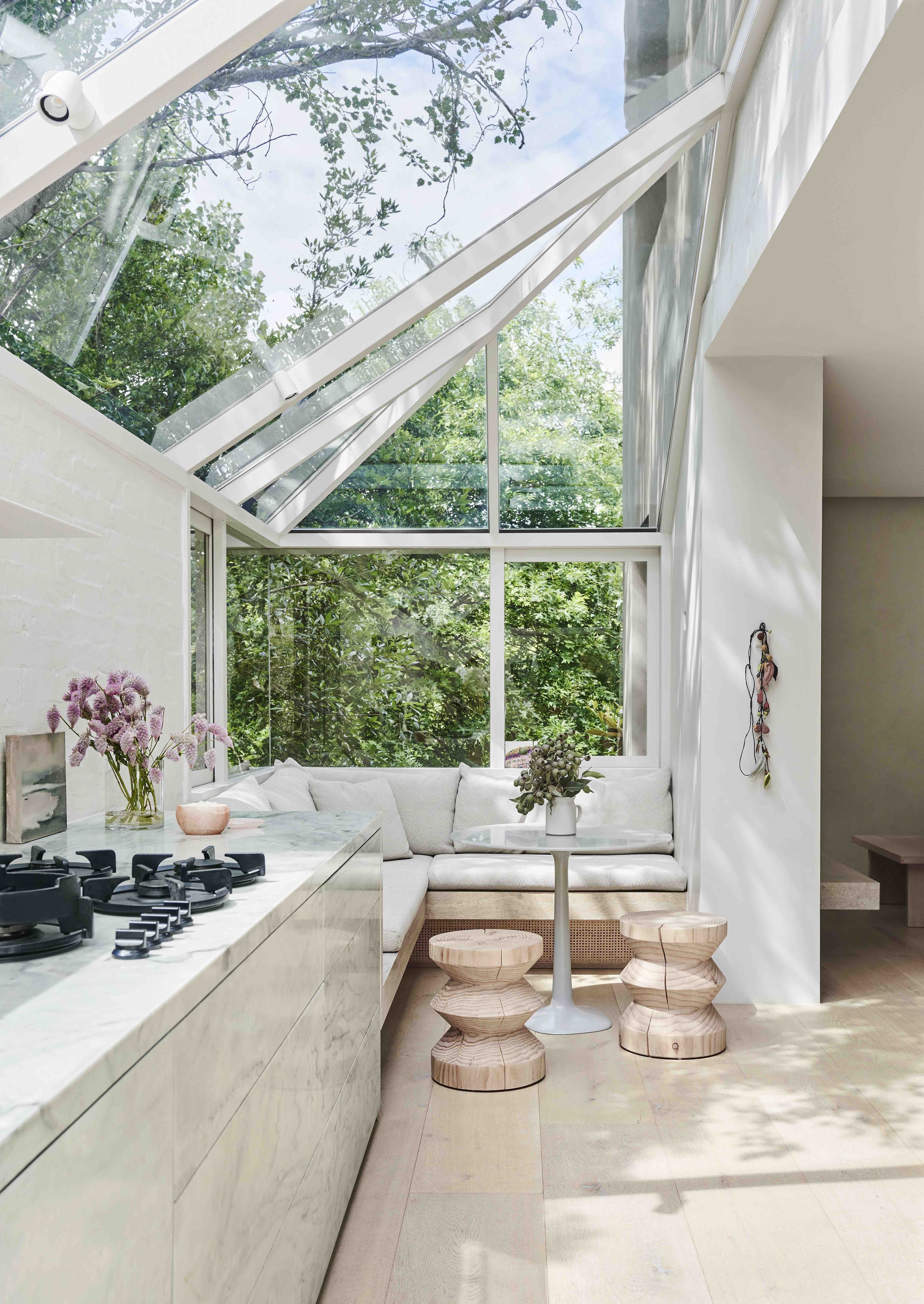 Corner breakfast nook full of natural light in a renovated river bend house, Melbourne, Australia [4654x6568]