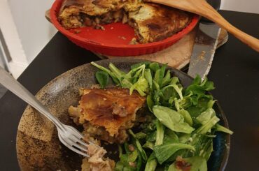 Tourte au poulet, champignon et marrons sans crème