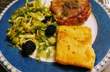 Saltimbocca alla Romana, with Fried Polenta and Bean Salad