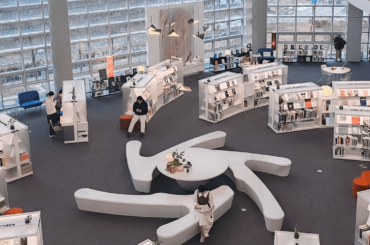 Spacious and modern library with large windows and ample seating areas, Uijeongbu Music Art Library, South Korea [1080 × 1350]