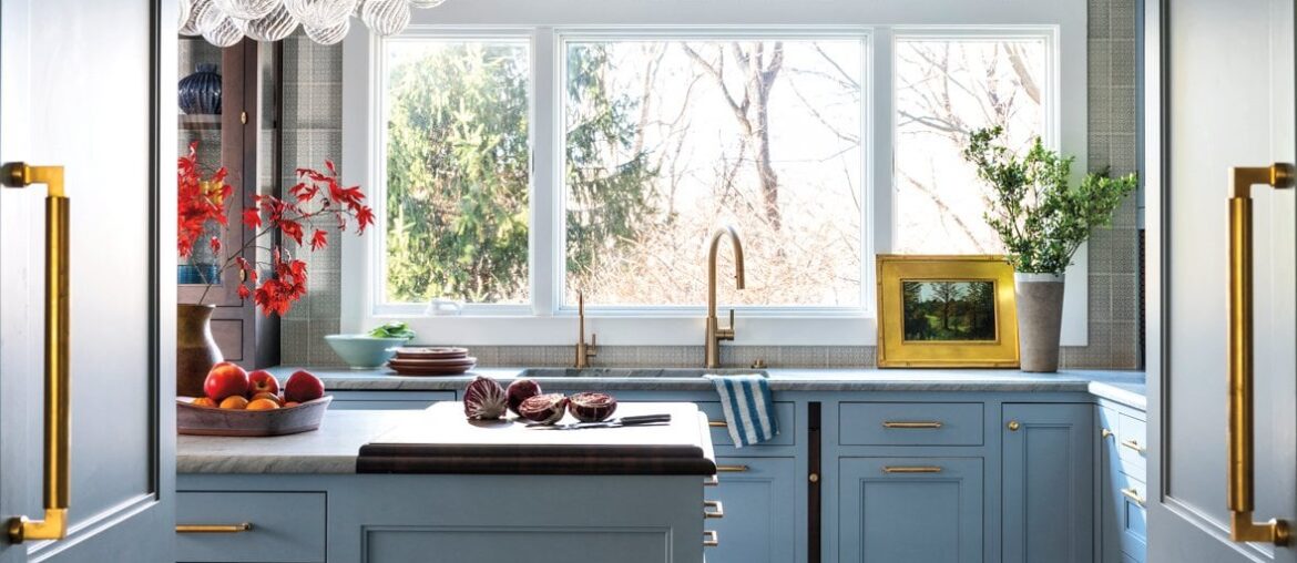 Blue kitchen renovation in a Greenwich home, Fairfield County, Connecticut [1179x1500]