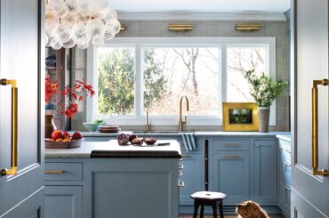 Blue kitchen renovation in a Greenwich home, Fairfield County, Connecticut [1179x1500]