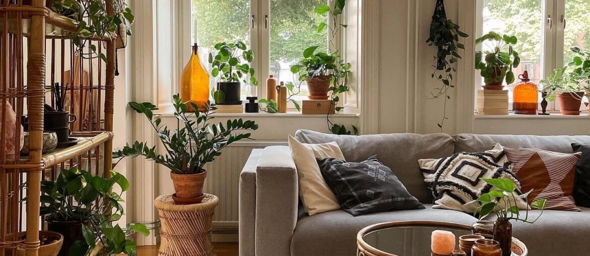 Apartment living room with houseplants, Söderhamn, Gävleborg County, Sweden [1440x1798]