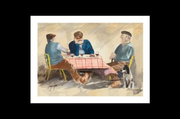 Three Female Socialites Sipping Champagne Vs. Three Men in a French Village Drinking Wine.