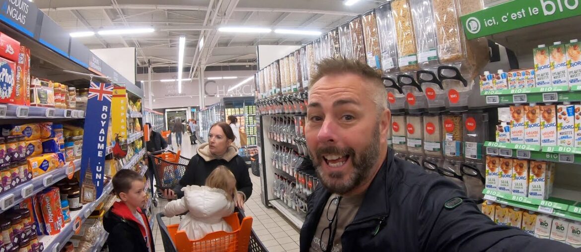 English family shopping in rural France - the price of food, wine and clothes