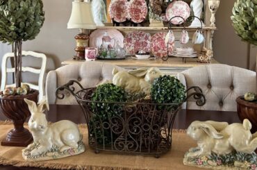 French Country Easter and Spring decor in the Entry & Dining Rooms