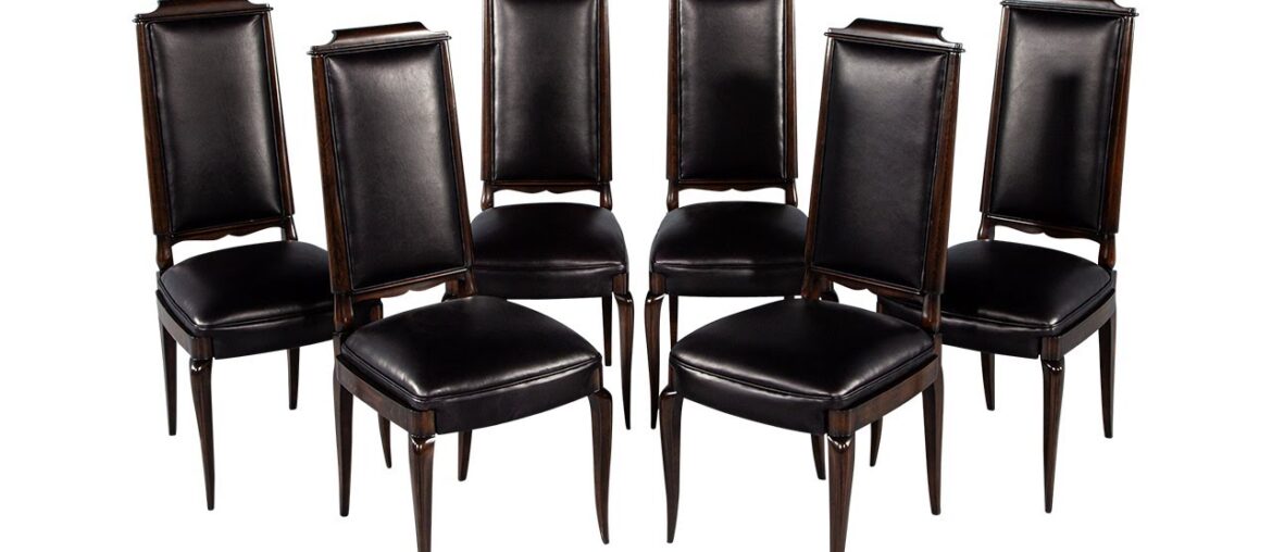 DC-5199 Set of 6 Antique French Art Deco Dining Chairs