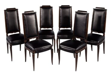 DC-5199 Set of 6 Antique French Art Deco Dining Chairs