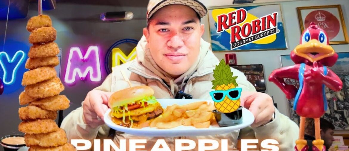 Bite into Paradise: Red Robin’s Banzai Burger with Pineapple 4K Bite into Paradise: Red Robin's Banzai Burger with Pineapple 4K