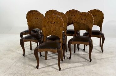 French Burlwood Dining Chairs - Set of 8