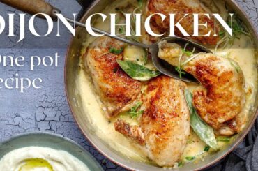 Deliciously Simple One Pot Braised Chicken in Mustard Sauce with white Wine