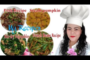 Pork Recipe // Stir-fry Vegetables //French Beans Recipe //Pumpkin Recipe //Delicious and Simple