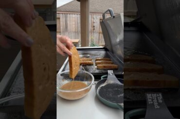 Homemade sourdough French toast on the griddle.