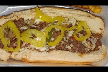 PHILLY CHEESESTEAK WITH SPICY SAUSAGE SUBS & FRENCH FRIES FOR DINNER #foodie