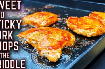 MY FAMILY CAN'T STOP MAKING THESE! SWEET & STICKY PORK CHOPS ON THE GRIDDLE! EASY FLAT TOP RECIPE