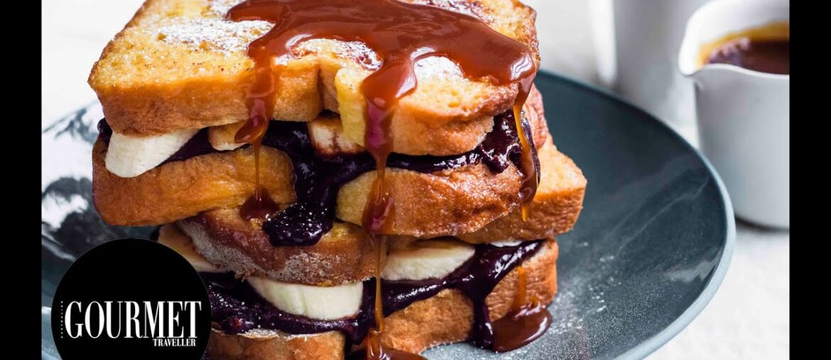 Chocolate and banana French toast with salted caramel | Gourmet Traveller Chocolate and banana French toast with salted caramel | Gourmet Traveller
