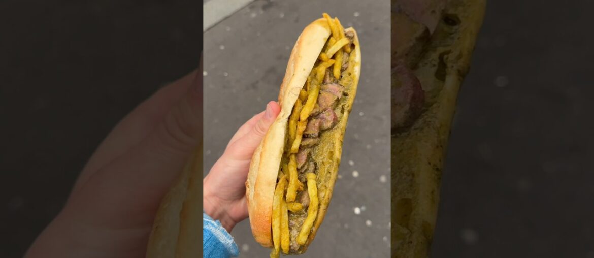 Trying the viral steak frites sandwich in Paris #sandwich #steak #steaksandwich #paris #foodreview