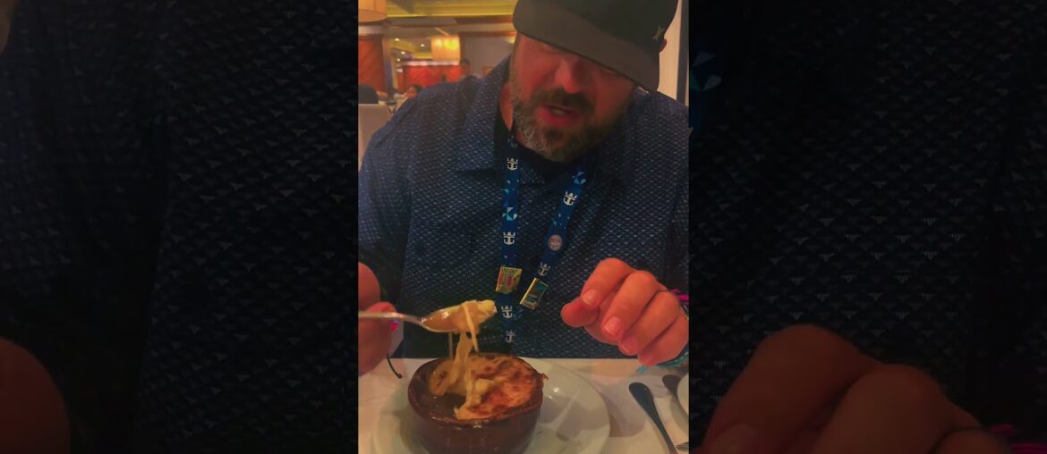 Freedom of the seas, main dining room, trying the French onion soup#travel #youtubeshorts #foodie