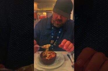 Freedom of the seas, main dining room, trying the French onion soup#travel #youtubeshorts #foodie