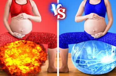 HOT vs COLD Pregnant! Girl On FIRE VS ICY Girl II Funny Pregnancy Situations