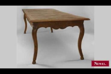 Antique French Provincial style oak dining table with parque