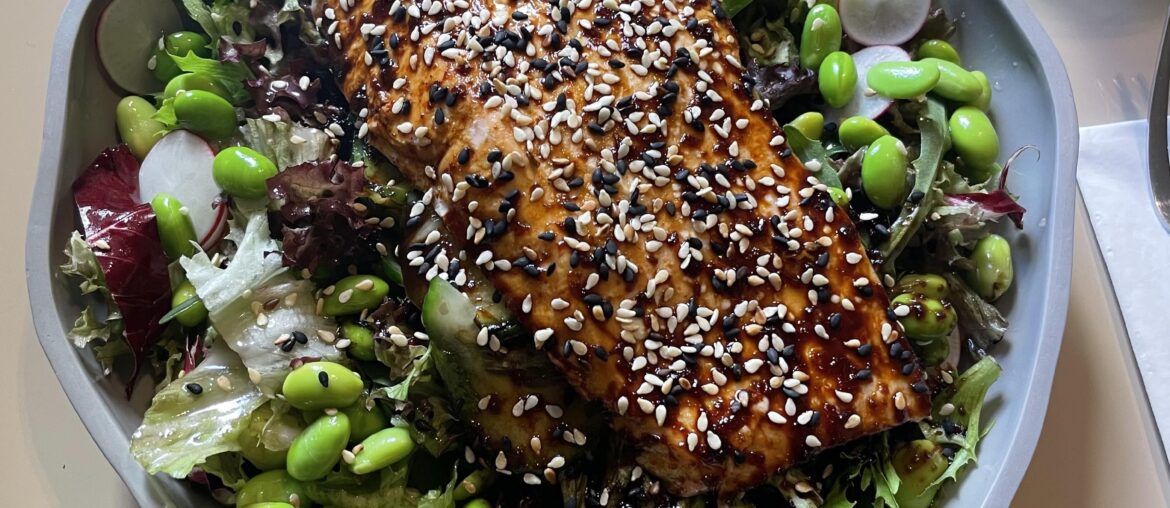 Sesame Salmon on Salad