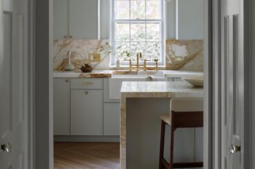Renovated kitchen with herringbone floors in a historic 1930s house in Northwest, Washington, D.C. [1200x1800]