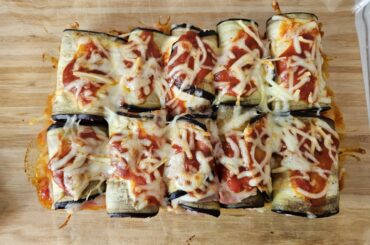 Eggplant caneloni with ham and cheese