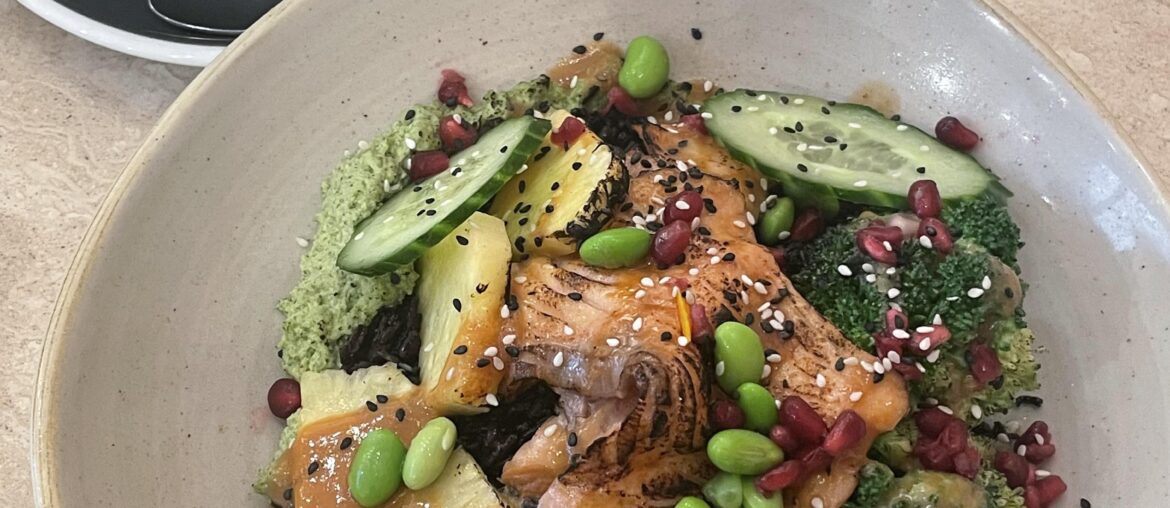 Truffle Smoked Salmon with Salad and Matcha Latte