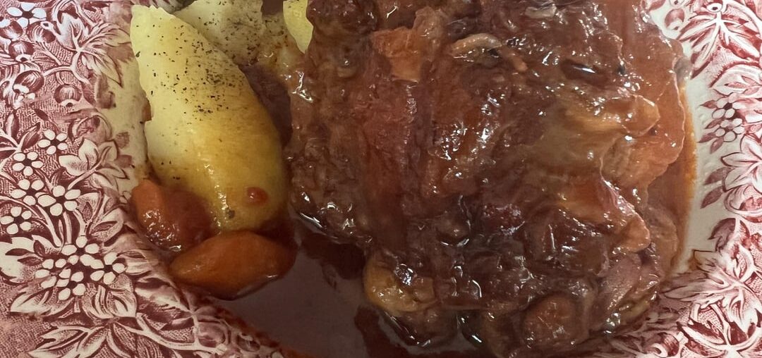 Oxtail Stew. With boiled potatoes on the side