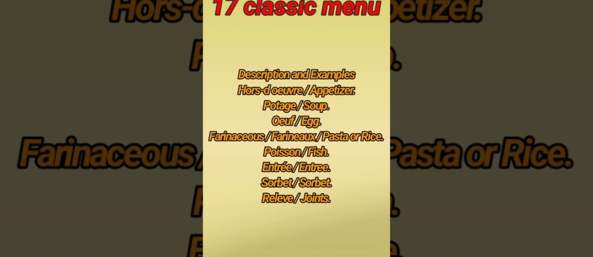 17 French classic menu// Alamgeer dafadar #17frenchclassic #menu