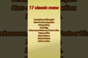 17 French classic menu// Alamgeer dafadar #17frenchclassic #menu
