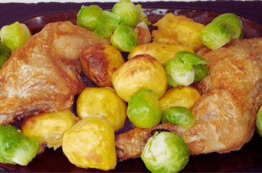 Roast Chicken with Potatoes and Sprouts