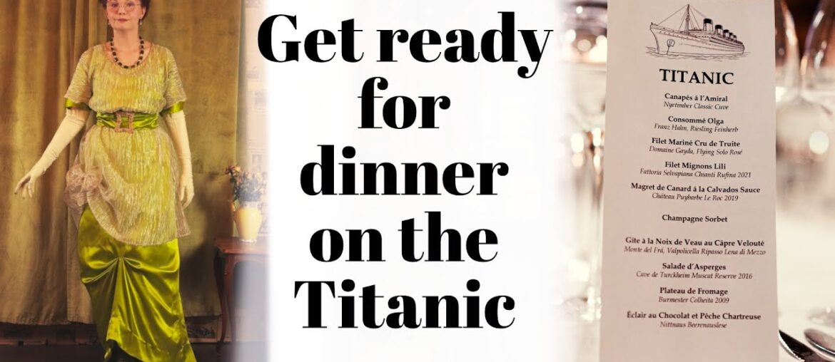 getting ready for a Titanic dinner. 1912 dress, hair and makeup