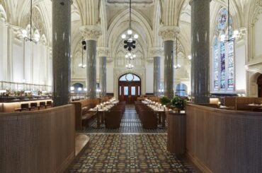 Late 19th century Gothic Revival former Melbourne Stock Exchange Building transformed into a French restaurant and bar, Melbourne, Australia [2250x1500]