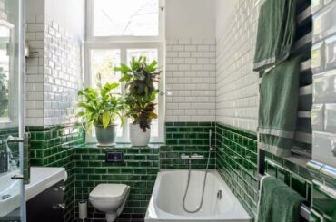 White and green tiled bathroom in Berlin, Germany [1080x1350]