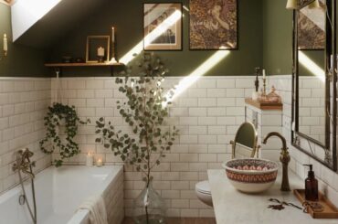 Half-tiled attic bathroom, Poland [1440x1801]