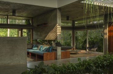 Indoor garden in a modern residence surrounded with lush greenery, Tirur, Kerala, India [2000x1128]