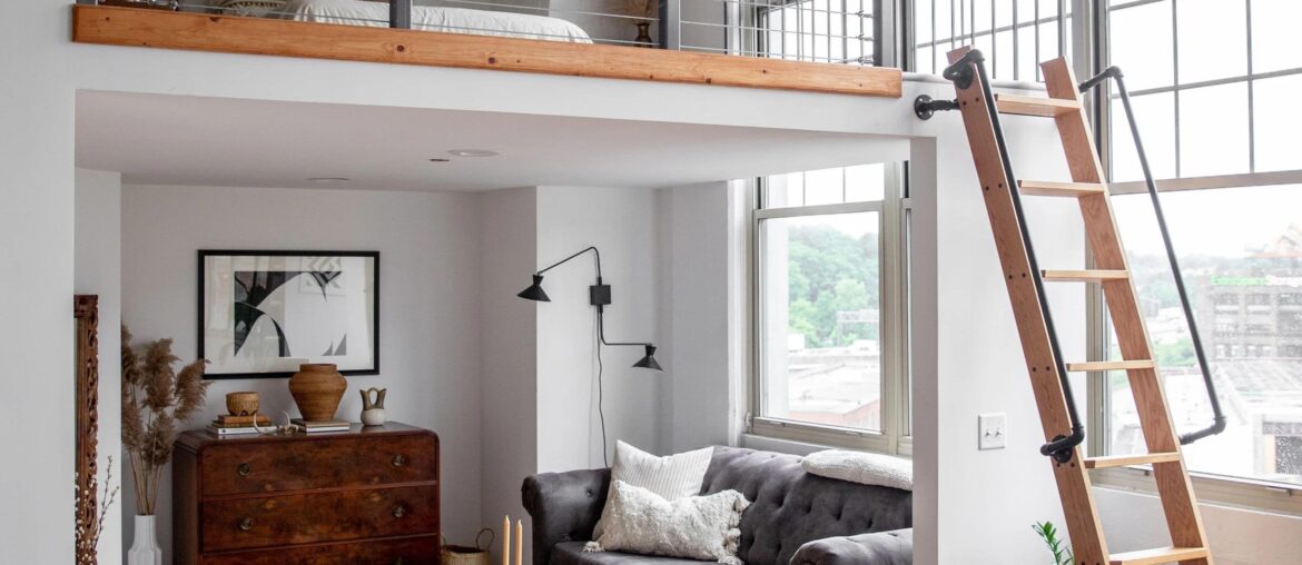 Mezzanine bedroom in a renovated 600 Sq. Ft Studio, Hartford, Connecticut [2920x3650]